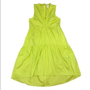 London Times Short Tiered Dress 8 Yellow Chartreuse Boho Dopamine Summer Ruffles